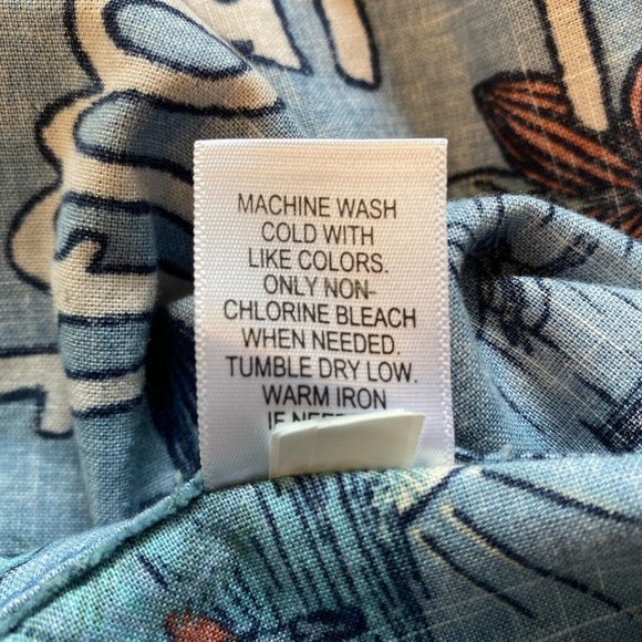 Croft & Barrow Button Up Shirt L Men Blue Short Sleeve Cotton Island Print Aloha - Picture 8 of 9